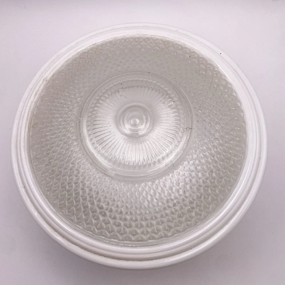 Vtg Art Deco White Milk Glass Light‎ Shade Round Flush Globe 7.75